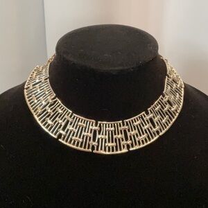 Vintage Egyptian Style Gold Tone Link Choker Collar Necklace